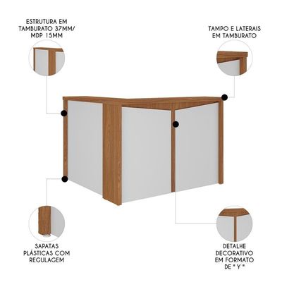 Balcão De Recepção 135cm Corp A06 Freijó-branco - Mpozenato
