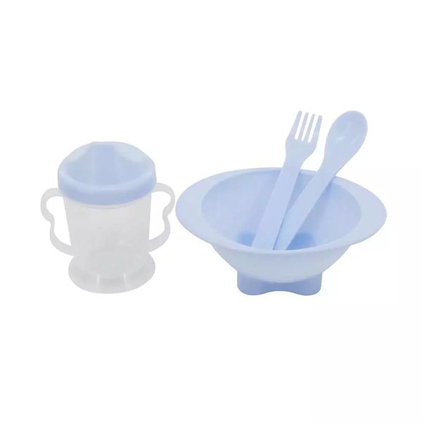 Kit Alimentação Le Fun Infantil com Copo de Treinamento Azul com 4 Peças Kit Alimentação Le Fun Infantil com Copo de Treinamento Azul com 4 Peças