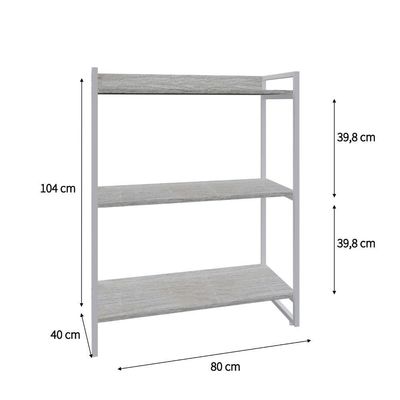 Estante Kuadra 80x40x104cm C/03 Prateleiras Snow / Est.branca Snow / Est.branca