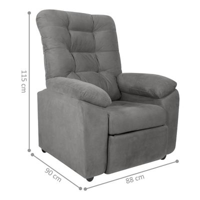 Poltrona Reclinável Almofadada Ripon Veludo Light Cinza