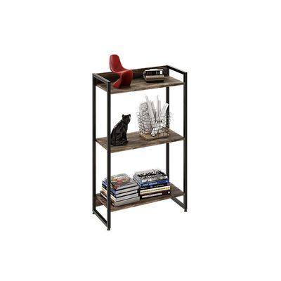Estante Dynamica 60x30x104cm C/03 Prateleiras Carvalho Dark / Est.preta Carvalho Dark / Est.preta