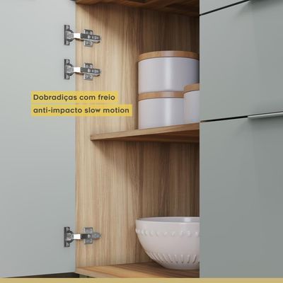 Cozinha Modulada 5 Peças E 5 Gavetas 100% Mdf Marquesa Nature/verde Nesher Nature/verde