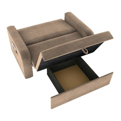 Sofá Cama Com Baú 2 Lugares Raheny Suede Bege