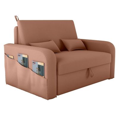 Sofá Cama Com Baú Gorteen Veludo Ferrugem