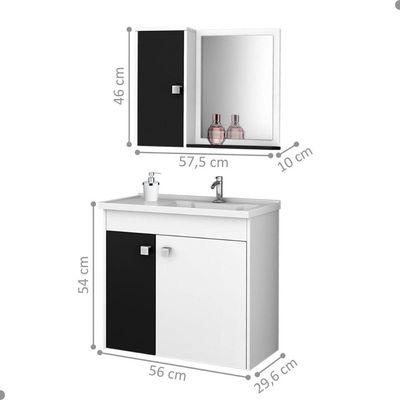 Gabinete Com Cuba E Armário Arlon Branco Preto