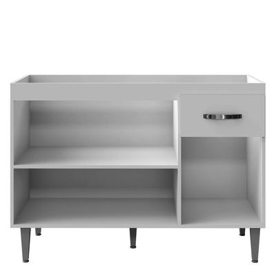 Balcão De Cozinha 120cm Gabriela 3 Portas 1 Gaveta Com Tampo Amêndoa/Branco