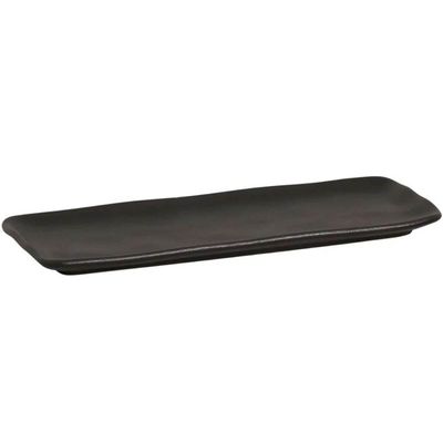Travessa Preta Orgânica 33x13cm Cerâmica Sushi Porto Brasil Hygge Prato Retangular