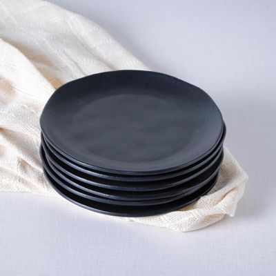 Prato de Sobremesa 19cm Orgânico Cerâmica Preto Avulso Porto Brasil Mesa Posta