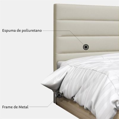 Cabeceira Solteiro 90cm Greta Sintético Bege - Mpozenato