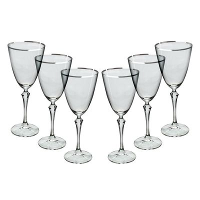 Jogo de taças para água Bohemia Elizabeth em cristal 350ml 6 peças prata rim