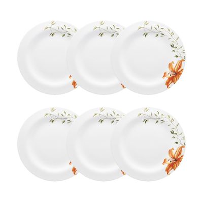 Jogo de pratos sobremesa em porcelana Strauss Fiori 6 peças