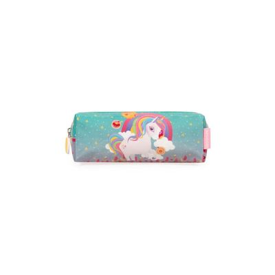 Estojo Escolar Feminino Unicórnio Rainbow Azul e Roxo U / Azul