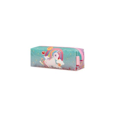 Estojo Escolar Feminino Unicórnio Rainbow Azul e Roxo U / Azul