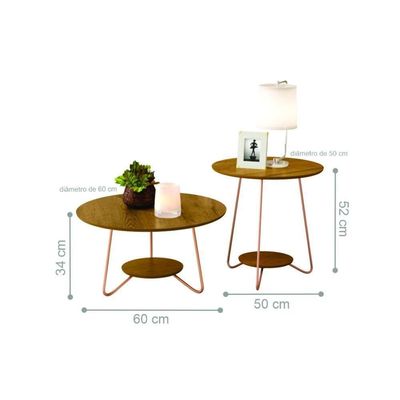 Jogo De Mesa Centro E Lateral Home Freijo