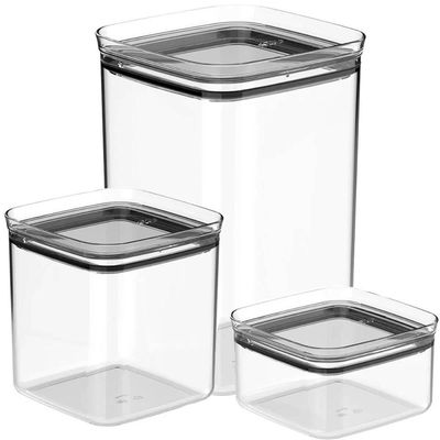 Kit 3 Potes Herméticos Vidro 3,5L 2,3L 1L Porta Mantimentos Alimentos Block Ou