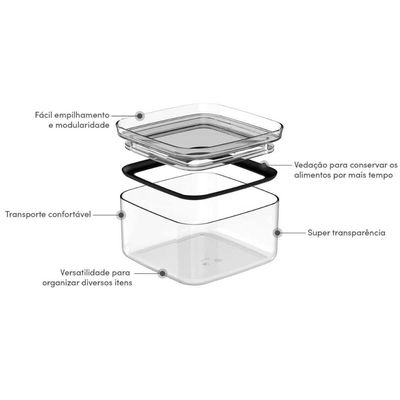 Kit 3 Potes Herméticos Vidro 3,5L 2,3L 1L Porta Mantimentos Alimentos Block Ou