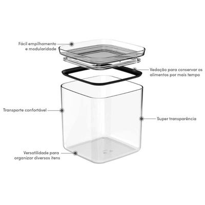 Kit 3 Potes Herméticos Vidro 3,5L 2,3L 1L Porta Mantimentos Alimentos Block Ou