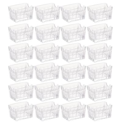 Kit 24 Porta Sachês Vidro Faces Lyor 8x5,5cm Suporte Chá Açúcar Sal Mesa Transparente