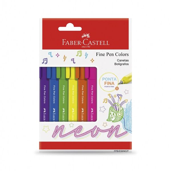 Caneta Hidrográfica Faber-Castell Fine Pen Triangular Tropical 0.4mm 6 Cores Neon Caneta Hidrográfica Faber-Castell Fine Pen Triangular Tropical 0.4mm 6 Cores Neon