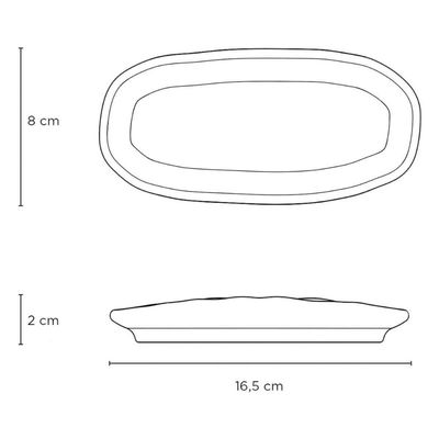 Kit 20 Travessas Sushi 16x8cm Rasas Cerâmica Orgânico Preto Matte Restaurante Japonês