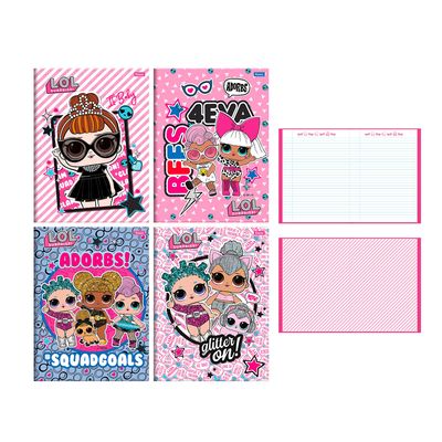 Caderno Foroni Brochura Capa Dura 1/4 LOL 96 Folhas Capas Diversas - Item Sortido