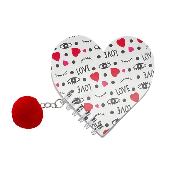 Caderneta Le Capa Flexível Love Formato Coração com Pompom 30 Folhas Caderneta Le Capa Flexível Love Formato Coração com Pompom 30 Folhas