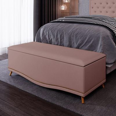 Calçadeira Baú King 195cm Imperial J02 Suede Rosê