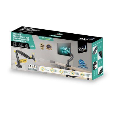 Suporte Articulado Para Monitor 15 A 34 Ajuste De Altura E Pistão A Gás F80n Elg