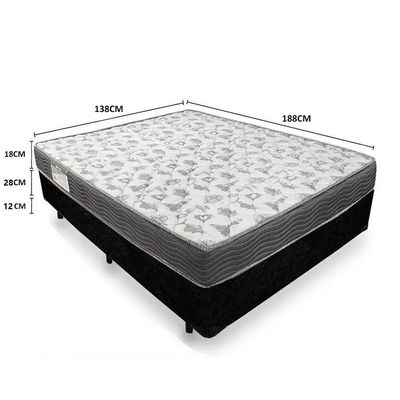 Cama Box Casal Suede + Colchão De Espuma D33 - Sereneprime - 138cm feito com cor Preto