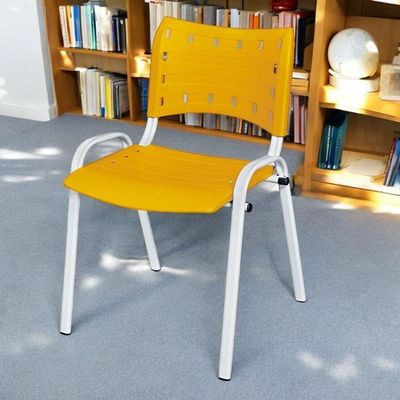 Cadeira Iso Base Branco Igreja, Escola, Escritório - Amarelo Kit 1 Peça