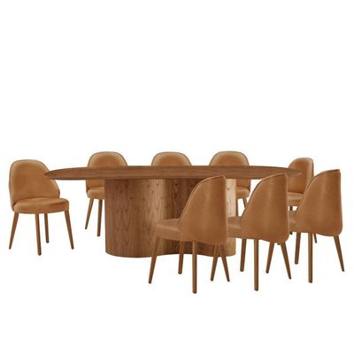 Mesa De Jantar Suiça 220cm Madeira Tampo Laminado Orgânico Star Caramelo / Imbuia Nat.