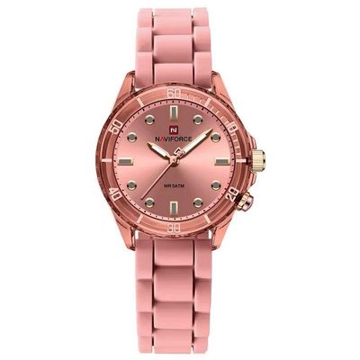 Relógio De Quartzo Feminino Design Casual Pulseira De Silicone 5atm à Prova D´agua Rosa