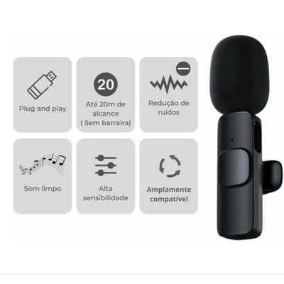 Microfone Lapela Wireless Sem Fio Para Lightning
