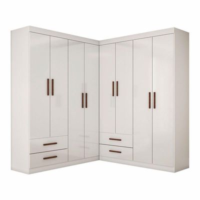 Closet Casal Duplo Lu 8 Portas 4 Gavetas Branco