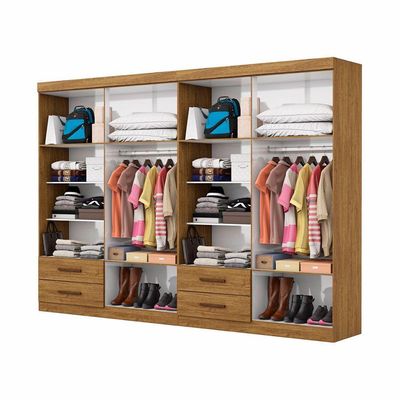 Closet Casal Duplo Lu 8 Portas 4 Gavetas Espelho Cinamomo