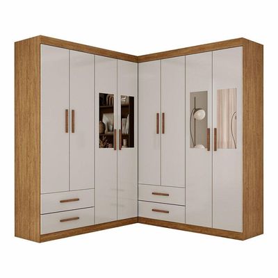 Closet Casal Duplo Lu 8 Portas 4 Gavetas Espelho Cinamomo