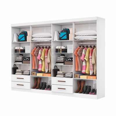 Closet Casal Duplo Lu 8 Portas 4 Gavetas Branco