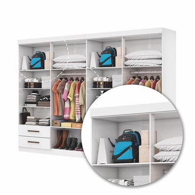 Closet Casal Duplo Lu 8 Portas 4 Gavetas Branco