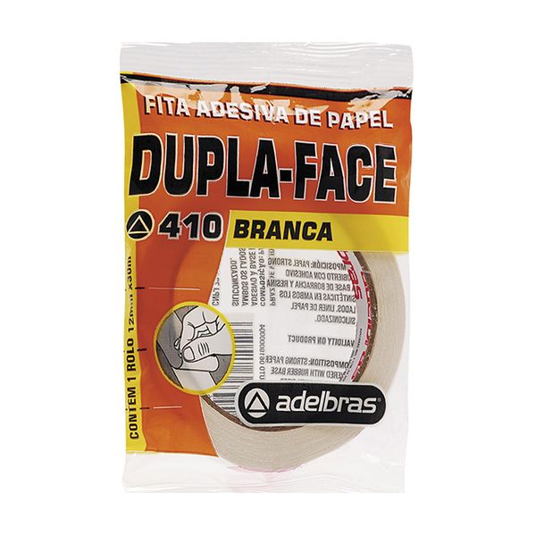 Fita Adesiva de Papel  Dupla Face Adelbras 12mmx30m