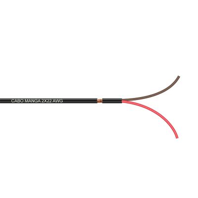 Cabo Manga 2x22 AWG - com Blindagem Preto - 2 Metros