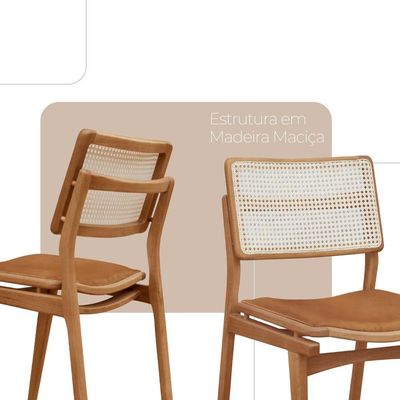 Sala De Jantar Mesa Ellis Com 8 Cadeiras Eva Premium Star Caramelo Off White Imbuia Nat