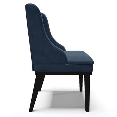 Kit 6 Cadeiras Estofadas Para Sala De Jantar Base Fixa De Madeira Preto Lia Suede Azul Marinho - Ibiza