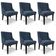 Kit 6 Cadeiras Estofadas Para Sala De Jantar Base Fixa De Madeira Preto Lia Suede Azul Marinho - Ibiza