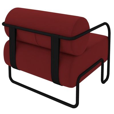 Poltrona Decorativa Para Sala Industrial Kit 2 Kira K04 Veludo Vermelho - Mpozenato