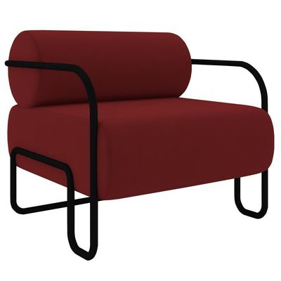 Poltrona Decorativa Para Sala Industrial Kit 2 Kira K04 Veludo Vermelho - Mpozenato
