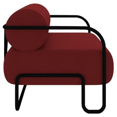 Poltrona Decorativa Para Sala Industrial Kit 2 Kira K04 Veludo Vermelho - Mpozenato