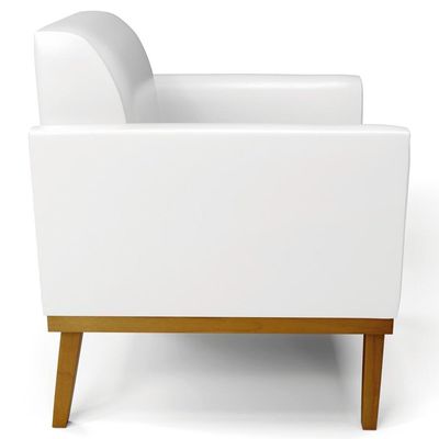 Poltrona Decorativa Base Madeira Castanho Maressa Sintético Pu Branco - Ibiza