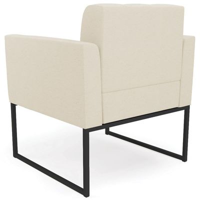 Poltrona Base Industrial Preto Kit 2 Ana Linho Bege - Ibiza