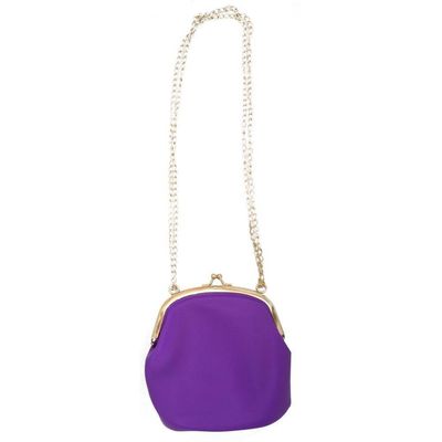 Bolsa De Silicone Tiracolo Retro Roxa Com Corrente Dourada