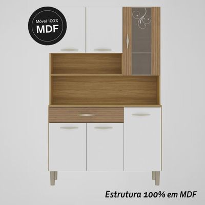 Armário De Cozinha Compacta Mdf 6 Portas Golden Plus Freijó-supremo-com Ripado